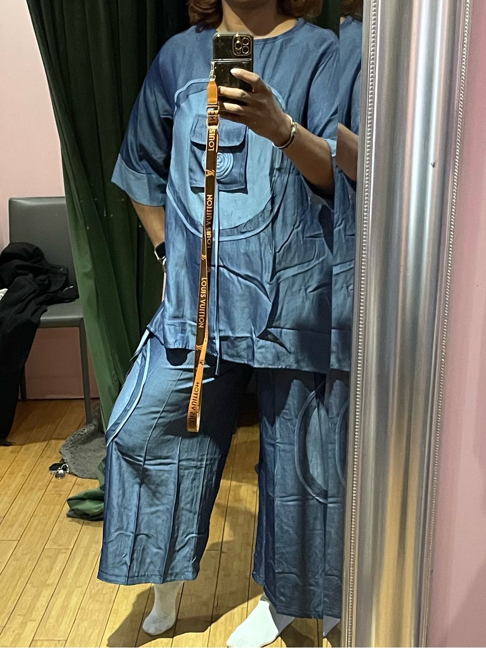 Relaxed Indigo Wide-Leg Pants - Blue